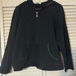 COPY - Black zip up hoodie with rhinestones size 18/20W